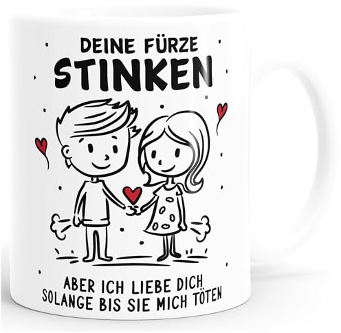 SpecialMe® Tasse mit Spruch Lustig Valentinstag Jahrestag Deine Fürze stinken Liebes-Geschenk Mann Frau Weiss standard