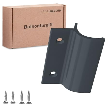 Ante bellum Balkontürgriff - Aluminium Türgriff für Balkon mit Begrenzer-, Terrassen- und Fliegengittertüren, Terrassentür Griff incl. Schrauben, einfache Montage ohne Bohren (RAL 7016)