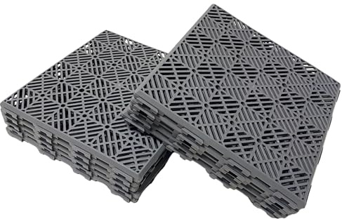 Home Hacks Garden Plastic Tiles 30x30cm Heavy Duty & Durable Interlocking Walkway Floor Path Patio Non-Slip Decking Tile Waterproof Patio Lawn Tiles for Pathway & Terrace (5x Grey)