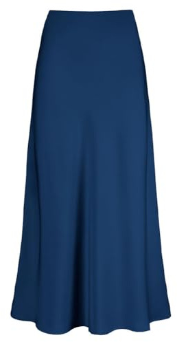 seiveini Jupe Satin Femme Longue Élégant Jupes Ete Crayon Taille Haute Party Soirée Cocktail Travail A Marine L