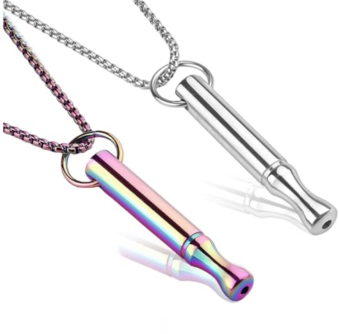 SSKHE 2 Pièces Collier de Respiration, Collier de Soulagement d'Anxiété, Collier d'Exercices de Respiration, Collier de Respiration Consciente en Acier Inoxydable, Collier Anti-anxiété pour Méditation
