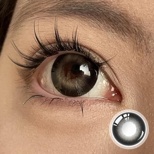 Sehr stark natürlich deckende Dunkelbraun Kontaktlinsen Schwerkraft + Behälter, 1 Paar (2 Stück), DIA 14.50, mit Stärke, 0.00 Dioptrien Kontaktlinsen (-5.00 Dioptrien,Schwerkraft)