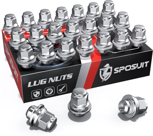 Sposuit M12x1.25 Lug Nuts - Replacement for 1998-2024 Nissan Frontier, 2004-2024 Titan(NOT XD), 1987-2014 Pathfinder, 2000-2015 Xterra - OEM Factory Style Mag Seat Chrome Lug Nut with Washer(24 Pcs)