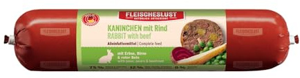 Fleischeslust Kaninchen mit Rind mit Erbse, Birne & roter Bete Wurst (1 x 800 Gramm)