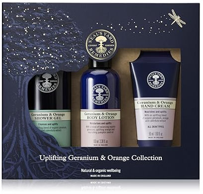 Neal's Yard Remedies Uplifting Geranium & Orange Gift Set, With Shower Gel, Body Lotion & Hand Cream, Vegan & Cruelty-Free, Set of 3