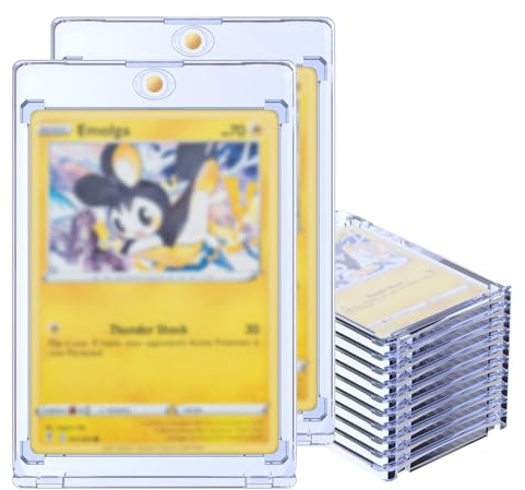 Mcbazel 10x 35PT Magnetischer Kartenhalter Blau Transparent, UV-Schutz Hard Case Toploader, Schutzhüllen für Pokemon Karten, MTG, TCG Sammelkarten Aufbewahrung