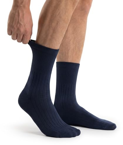 alber's SANITARIO - lot de 5 chaussettes santé pour homme, coton fin et respirant, sans pression, confort élégant pour bureau et loisirs | Bleu, Gris | 39-42