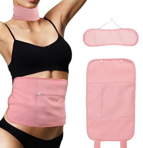 Rizinusöl-Packung,Castor Oil Pack Kit,Rizinusöl-Wickel,Castor Oil Pack Wrap,Rizinusöl Packung Wrap Kit (Bauch + Hals) zur Leberentgiftung Nackenentspannung verbessert die Durchblutung Rosa