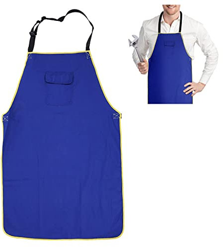 Cocoarm Delantal Ignífugo Delantal de Soldadura Delantal Ignífugo Delantal Ignífugo con Bolsillos Delanteros en el Pecho Delantal de Protección de Seguridad para Mecánica, Procesamiento