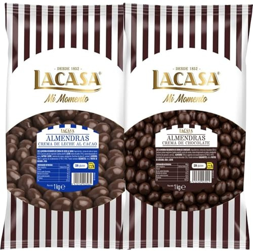 Lacasa Mi momento Pack 2 kg: deliciosas bolas de Almendra con chocolate Negro y Almendra con chocolate con Leche