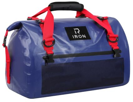 IRON JIA'S Bolsa Moto Impermeable Bolsa Viaje Trasera con Cierre Superior Enrollable Correas para los Hombros Adecuada para Camping Deportes Acuáticos Azul 50L