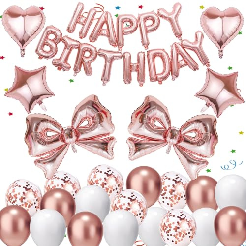 39 Stück Rosegold Luftballons Happy Birthday,Geburtstagsdeko Mädchen Frauen