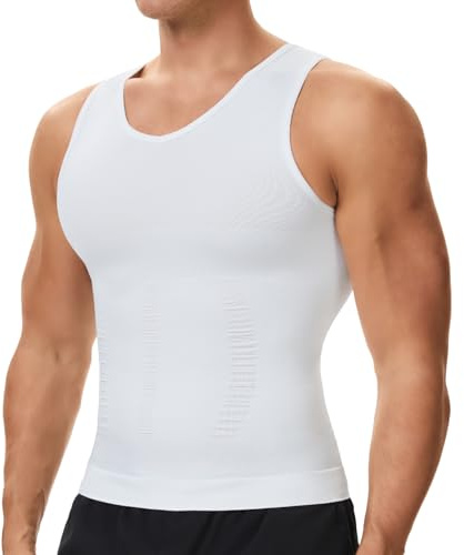 SLIMBELLE Chaleco adelgazante para hombre, cuello en V, control de abdomen, elástico, moldeador de cuerpo, camiseta de compresión, capa base