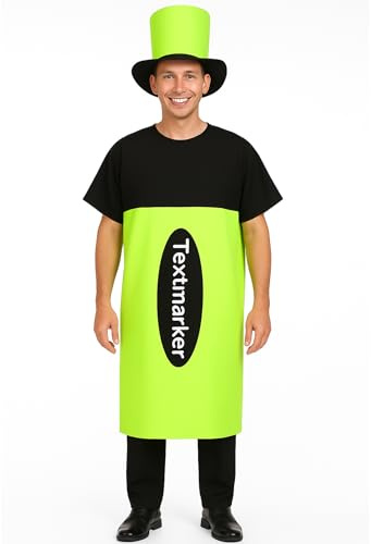 Krause & Sohn XXL Textmarker Kostüm Stift für Erwachsene Onesize Paar- und Gruppenkostüm Fasching Karneval
