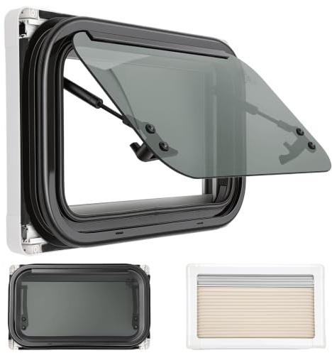 BAOCHADA Husbilsfönster, utställningsfönster, 500 x 350 mm, husbilsfönster, sidofönster med solskyddsgardiner och flugnät, tryckfönster för husbil, skåpbil, skåpbil, skåpbil (500 x 300 mm)