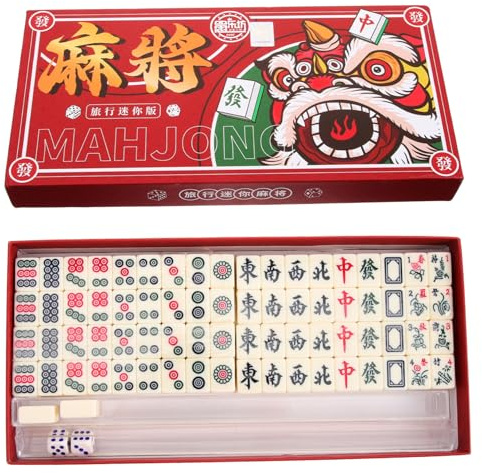 Milisten Mini Mahjong Game Set Portable Chinese Mahjong Kit Small for and Parties Carrying Case