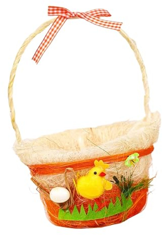Cesta robusta adornada con pollitos para huevos de Pascua, cesta eficaz para decoraciones navideñas y proyectos de manualidades infantiles, accesorio de reunión familiar