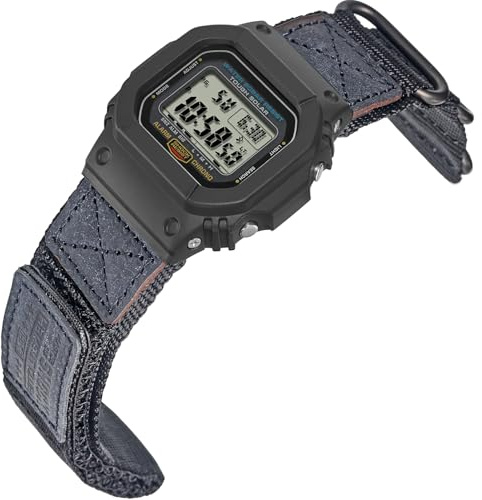 HEMSUT Snabbfrigörande 16 mm militärt taktiskt klockarmband för Casio | stötsäker nylon- och läderrem | Kompatibel med GA-100, DW-5600, DW-6900, GW-M5610, GBD-800-serien och mer