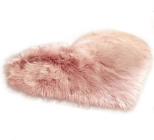 MBHHU Tappeto in finta pelle di agnello, tappeto in, in pelliccia a pelo lungo, in lana, for letto, divano, rosa, a forma cuore, 40 * 50 cm(Heart shape 40 * 50cm)