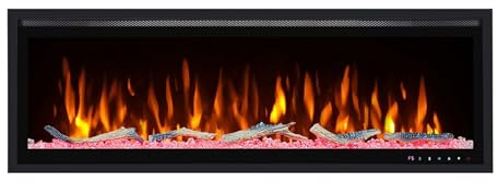 DUPI Chimenea Eléctrica 50 Nero Pro Lumina | 3 en 1 con Calefacción | Efecto Llama 3D Panorámica | 12 Colores Llama | Control Remoto | 126x43,5x15 cm (Negro, 50 Pulgadas)