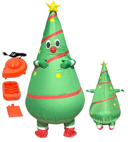 Vuxna Julgransdräkt | Uppmärksamhetsväckande Utklädnad | Uppblåsbar Vuxen Träd Kostym för Jul,För Scen, Cosplay, Evenemang, Parad, För Tonåringar, Män, Kvinnor, Vänner, Och Familj