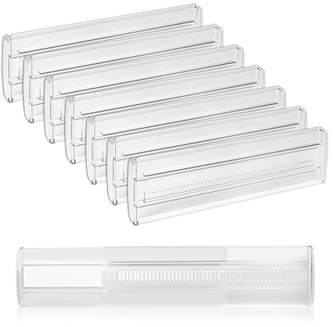 ACOMTUO 8 Divisores de Organizador Cajones,Separadores de Cajones de Plástico 28,5-50,5 cm,Ajustables Divisores,Separador Cajones Transparentes para Cajones de Cocina,Escritorio,Tocador