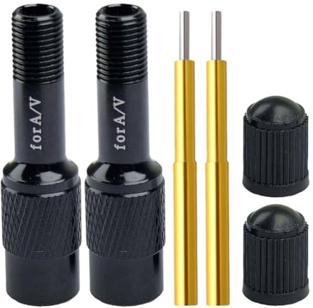 Tidevib 45 mm für Fahrrad-Vordergabelventil-Adapter, Aluminiumlegierung, Düsenverlängerung für A/V, mit verstellbarem Fingerhut und Dichtung, 2 Stück