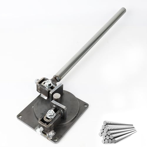 Heavy Duty Manual Rebar Bender, 8.8 Grade Zinc Plated Steel Pipe Bender for 4-14mm Rebar Rods, with 370mm Stainless Handle & 195x180mm Base for DIY and Industrial Use