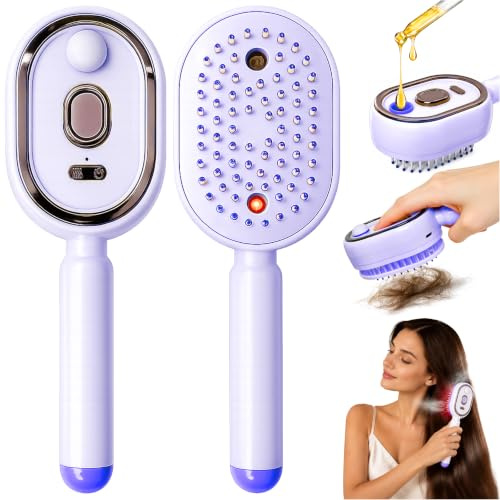 DONGTATA Cepillo Alisador con Vapor Eléctrico 3 en 1, Cepillo Vapor Pelo Anti-Estática con Autolimpieza y Masaje, Peine Alisador de Cabello USB-C para Cabello Seco o Húmedo