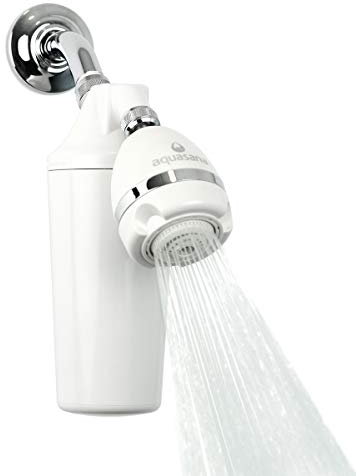 Aquasana Filtered Shower Head - Max Flow Rate w/Adjustable Showerhead - Reduces Over 90% of Chlorine from Hard Water - Carbon & KDF Filtration Media - Soften Skin & Hair - AQ-4100