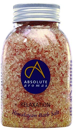 Absolute Aromas Relaxation Bath Salts 290g - Natural Pink Coarse Himalayan Salt Infused with 100% Pure Essential Oils of Bergamot, Clary Sage, Lavender and Petitgrain