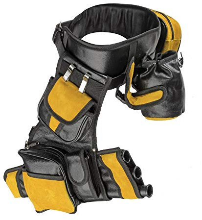 elToro Köchersystem Professional Brown, Zubehör beim Bogenschießen | für Pfeil und Bogen, aus Leder, mit 3 Röhren, Gürtel, Bogenhaken, Flaschenhakter, Tasche