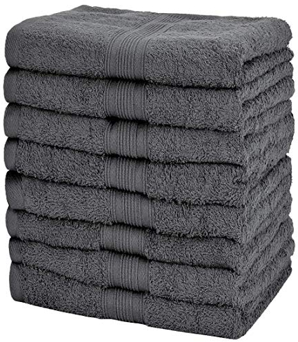 NatureMark 8 Handtücher Set - 100% Baumwolle - Saugfähige und langlebige Handtücher, Größe 50×100 cm, Anthrazit Grau