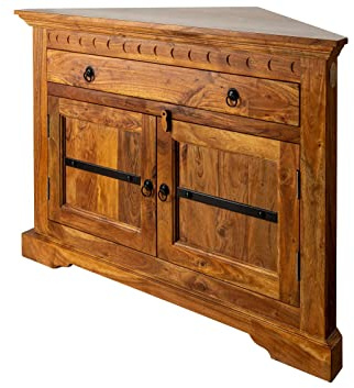 MASSIVMOEBEL24.DE | Oxford Eckkommode Akazie, Farbe:Hellbraun lackiert, Größe:107x54x80 cm (BxTxH)