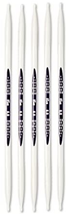 PRYM double-point Ergonomische Stricknadeln/Nadeln, High-Performance-Kunststoff, Mehrfarbig, 6 mm, 20 cm Länge, Set von 5, Alabasterweiß