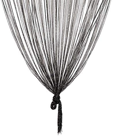 TRIXES Pannello a Striscioline con Gocce di Rugiada Nere - 90 x 200 cm - Effetto Cascata di Rugiada - Tenda a Fili Neri - Divisorio Porta e Pannello per Finestra
