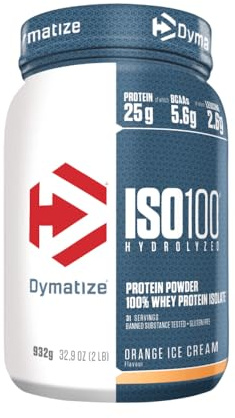 Dymatize ISO 100 Orange Ice Cream 900 g - Molkenprotein-Hydrolysat + Isolat Pulver
