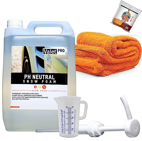 detailmate Auto Reinigungs Set ph Neutral Snow Foam + Nuke Guys Gamma Dryer XXL Trockentuch Messbecher 50 ml + Dispenser