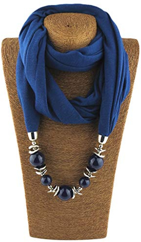 Dabixx, sciarpa ad anello con fazzoletto, da donna, per il collo, collana con perline, scialle con gioielli in tinta unita, Poliestere, 9#, 160cm(62.99in)