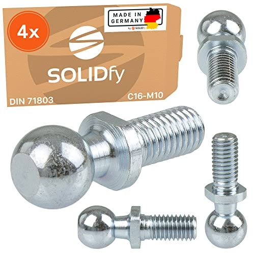 SOLIDfy® - [4x] Boules à billes C16 M10 DIN 71803 Forme C avec goujon fileté galvanisé 16 mm