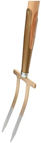 SHW-FIRE | Rosengabel mit 85 cm T-Griff aus Eschenholz – handgeschmiedete Bajonettzinken aus gehärtetem Stahl, ideal für Rosenpflege, Unkrautentfernung & Bodenbelüftung | Made in Germany