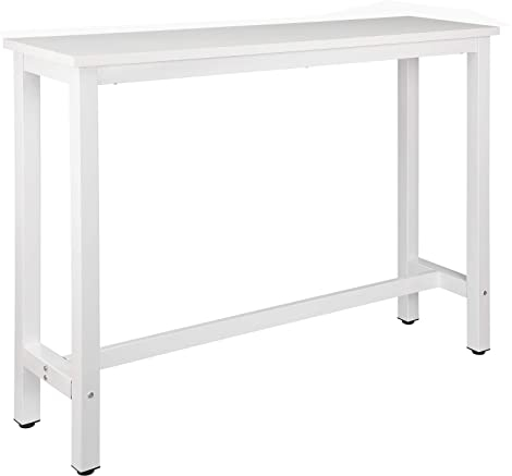 WOLTU 1x Bartisch Bistrotisch Stehtisch Esstisch, Metallgestell, Tischplatte aus MDF, Weiß, 140x100x40cm(BxHxT)