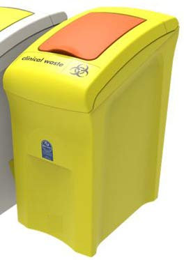 Office Needs Direct Mini Envirobin 55 Litre Yellow Base Orange Lift Lid Clinical Waste & PPE Bin