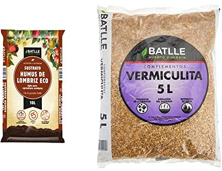 Sustratos Ecológicos - Sustrato Humus Lombriz 10l. - Batlle + Sustrato Vermiculita 5L - Batlle