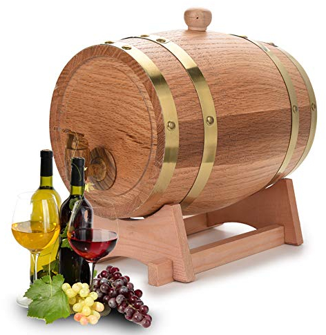 Greensen Barriles de Roble Premium 3L Barril de Madera Barril de Vino Vintage Dispensador de Vino de Madera Barriles de Vino Personalizados Barril de Whisky Barril de Licor casero(3L)