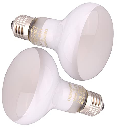 DERNORD Reptile Heat Lamp Light Bulb - 100W Basking Spot Light 2 Pack E27 Vivarium Daylight Bulb for Tortoise Bearded Dragon Lizard Snake Chick