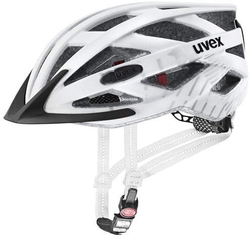 uvex City i-vo - Leichter Fahrradhelm für Damen und Herren - individuelle Größenanpassung - LED-Licht - White - Black matt - 56-60 cm