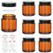 Yishik 4 oz Amber Glass Round Jars with Black Lids, 6 Pack Empty Cosmetic Jars Face Cream Storage Containers for Powder,Lotion,Beauty Products,Travel Favors