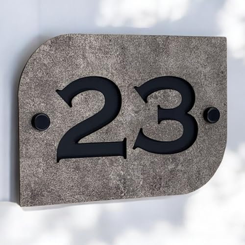 The House Sign Company – Windermere Personalised House Sign | 16cm X 12cm | Acrylic Door Plaque with Number | Weatherproof Outdoor House Name Plate | Rustic Effect