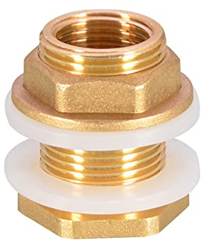 HATOOLHA Connecteur de réservoir d'eau, raccord de cloison en laiton, adaptateur de tuyau d'arrosage de jardin, connecteurs pour tonneau de pluie, aquarium, piscine (femelle 20 mm – mâle 25 mm)